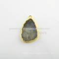 Handmade Best Quality Labradorite Slice Bezel Station Micron Gold Plated Sterling Silver Bezel Connector and Charm Manufacturer